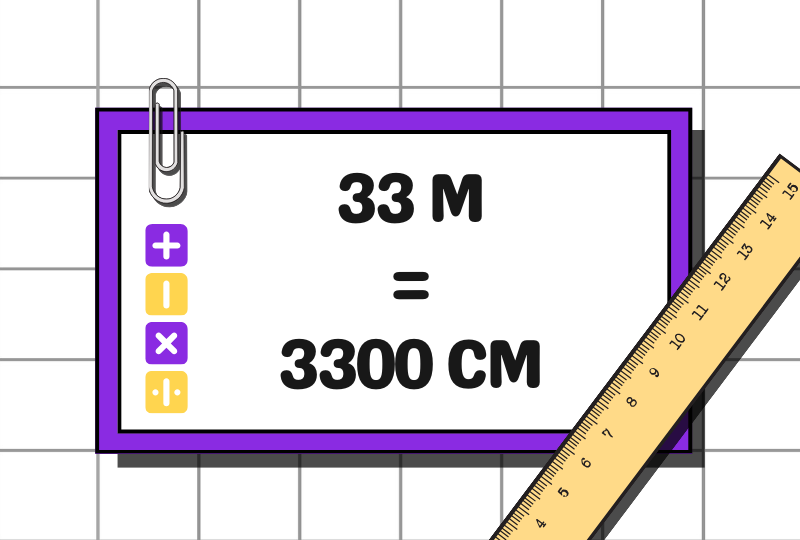 33 m to cm is 3300 cm