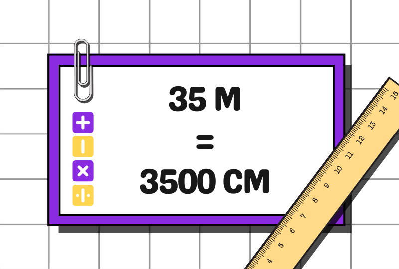 35 m to cm is 3500 cm